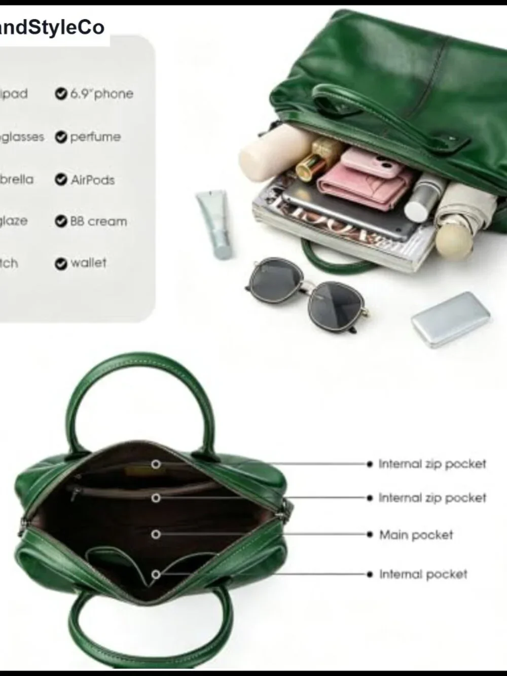 Genuine Leather Satchel Tote Bag Top Handle Handbag Shoulder Bag